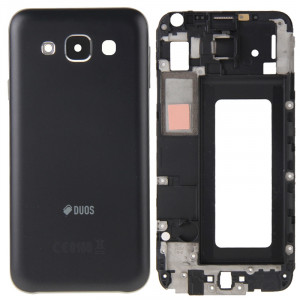 iPartsBuy Couvercle complet du boîtier (Boîtier avant de la plaque de cadre du cadre LCD + couvercle arrière de la batterie du boîtier arrière) pour Samsung Galaxy E5 / E500 (Noir) SI144B1255-20