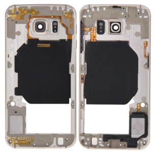 iPartsBuy Retour Plaque Boîtier Caméra Lens Remplacement du Panneau avec des Touches Latérales et Buzzer Ringer Haut-Parleur pour Samsung Galaxy S6 / G920F (Gold) SI179J681-20