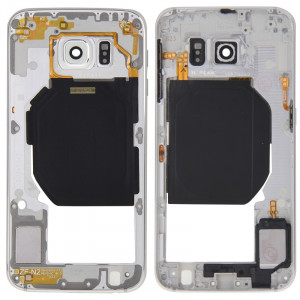 iPartsBuy Retour Plaque Boîtier Caméra Lens Remplacement du Panneau avec des Touches Latérales et Buzzer Ringer Haut-Parleur pour Samsung Galaxy S6 / G920F (Blanc) SI179W1461-20