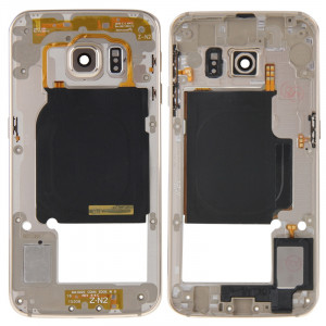 iPartsBuy Retour Plaque Boîtier Caméra Lens Panel avec Touches Latérales et Buzzer Ringer Haut-Parleur pour Samsung Galaxy S6 Edge / G925 (Gold) SI191J1323-20