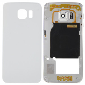 iPartsBuy Couvercle du boîtier complet (face arrière du boîtier de la lentille de la caméra + couvercle arrière de la batterie) pour Samsung Galaxy S6 Edge / G925 (blanc) SI192W1983-20