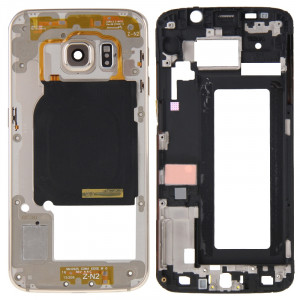 iPartsBuy Couvercle du boîtier complet (boîtier avant LCD cadre lunette + plaque arrière boîtier de la lentille de la caméra) pour Samsung Galaxy S6 Edge / G925 (Gold) SI195J1523-20
