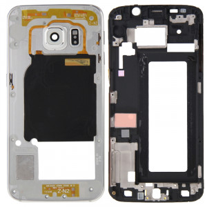 iPartsBuy Couvercle du boîtier complet (boîtier avant LCD cadre lunette + plaque arrière logement caméra lentille) pour Samsung Galaxy S6 Edge / G925 (argent) SI195S1038-20