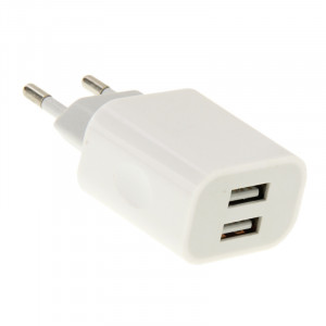 Chargeur USB 2-Ports 5V 2.1A EU Plug, Pour iPad, iPhone, Galaxy, Huawei, Xiaomi, LG, HTC et autres téléphones intelligents, Périphériques rechargeables (Blanc) SH019W1068-20