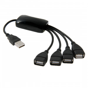 Universal 4 ports USB 2.0 480Mbps haute vitesse câble Hub pour PC (noir) SU025A184-20