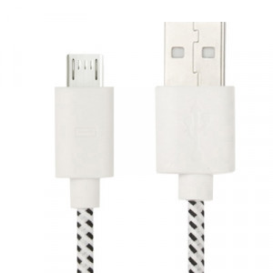 Câble de transfert de données/charge USB Micro 5 broches style filet en nylon, longueur : 3 m (blanc) SH209W1807-20