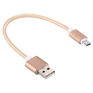 20cm 2A tête en métal tissé Micro USB vers USB V8 câble de données / chargeur, Pour Samsung / Huawei / Xiaomi / Meizu / LG / HTC et autres smartphones (or) SH477J548-20