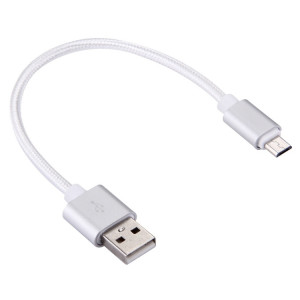 20cm 2A tête en métal tissé Micro USB vers USB V8 câble de données / chargeur, Pour Samsung / Huawei / Xiaomi / Meizu / LG / HTC et autres smartphones (argent) SH477S1321-20