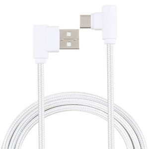 1.2m 2A 90 fils de cuivre coude tissé USB-C / Type-C 3.1 vers câble de données / chargeur USB 2.0, 1.2m 2A 90 Fils de Cuivre Coude Tissé USB-C / Type-C 3.1 vers USB 2.0 Données / Câble de Chargeur(Blanc) SH555W1240-20