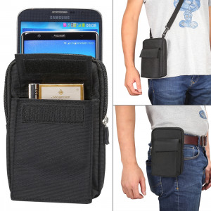 Sac de transport d'épaule de cas de style vertical des hommes de polyester de 6.4 pouces et ci-dessous avec le trou de ceinture et la boucle s'élevante pour l'iPhone, Samsung, Sony, Huawei, Meizu, Lenovo, SH646B557-20