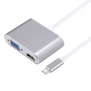 Adaptateur diviseur de concentrateur mâle 2 en 1 VGA et HDMI vers USB-C / Type-C (gris) SH734H705-20