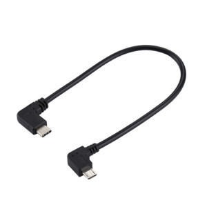 Câble adaptateur coudé mâle USB-C / Type-C vers Micro USB coude mâle, longueur totale: environ 25 cm, Pour Samsung, Huawei, Xiaomi, HTC, Meizu, Sony et autres Smartphones SH2274761-20