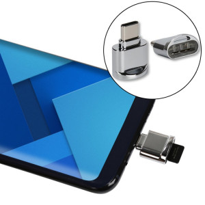 Carte TF vers adaptateur OTG en alliage d'aluminium mâle USB-C / Type-C avec porte-clés (gris) SH291H1594-20