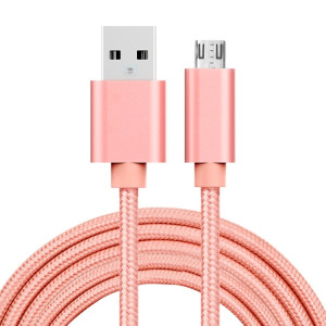 Câble micro USB vers USB de données / chargeur, Câble Micro USB vers USB de 2 m 3 A à tête métallique de style tissé (or rose) SH91RG799-20