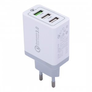 3 ports USB (3A + 2.4A + 2.4A) chargeur rapide chargeur de voyage QC 3.0, prise de l'UE, pour iPhone, iPad, Samsung, HTC, Sony, Nokia, LG et autres smartphones SH36511929-20