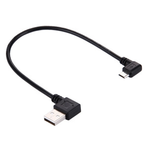 20cm USB 2.0 mâle plié à gauche, réversion de 90 degrés vers le câble de charge de données micro USB mâle plié, Pour Samsung / Huawei / Xiaomi / Meizu / LG / HTC et autres smartphones SH38001804-20