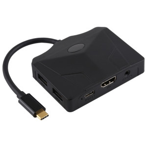 V178B USB-C / Type-C vers USB 3.0 x 3 + USB-C / Type-C + HDMI + Port Audio + Lecteur de carte SD / TF Adaptateur HUB multifonction SH4822171-20
