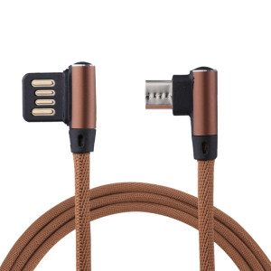 1m 2.4A Sortie USB vers Micro USB Double Coude Design Nylon Weave Style Data Sync Charge Cable, Pour Samsung, Huawei, Xiaomi, HTC, LG, Sony, Lenovo et autres smartphones (café) SH015C530-20