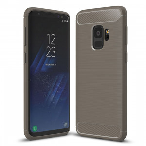 Pour Samsung Galaxy S9 Texture de fibre de carbone brossé Soft TPU Anti-skip Housse de protection Retour (Gris) SF214H775-20