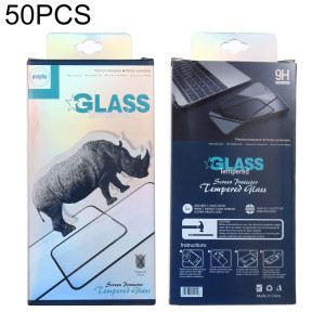 50 PCS Rhino motif papier extérieur + boîte d'emballage intérieure en plastique pour protecteur d'écran en verre trempé SH53151246-20
