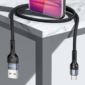 USAMS US-SJ450 U55 2A Câble de charge en alliage d'aluminium micro USB, longueur: 1 m (noir) SU651B1539-20