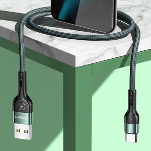USAMS US-SJ449 U55 2A Type-C / USB-C Câble de charge en alliage d'aluminium, longueur: 1 m (vert) SU786G451-20