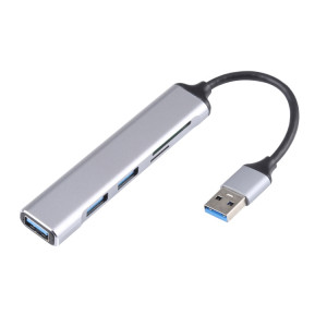 5 en 1 USB 3.0 à SD / TF Card Slot + 3 ports USB 3.0 Ports Multifonctionnel station d'accueil Moyen (argent) SH529S1849-20