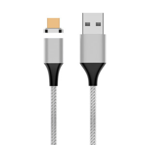 M11 3A USB à micro USB nylon tressé câble de données magnétique, longueur de câble: 2m (argent) SH585S1423-20
