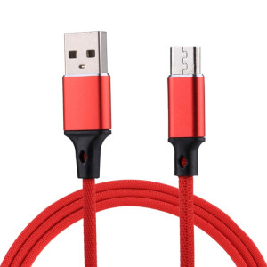 1m 2A Sortie USB vers Micro USB Câble de charge de synchronisation de données de style tissé en nylon, Pour Samsung, Huawei, Xiaomi, HTC, LG, Sony, Lenovo et autres smartphones (rouge) SH621R462-20