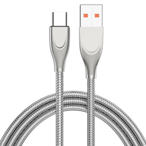 ADC-009 USB à USB-C / Type de carburation du tuyau d'alliage de zinc / Câble de charge de câble: 1m (argent) SH854S861-20