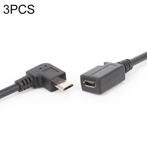 3 pcs ly-u3x097 micro USB 5 broches coude droite mâle au câble de charge de charge femelle USB-C / C / C, longueur de câble: 27cm SH7950142-20