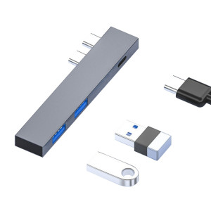 Pour MacBook Pro 819B Adaptateur double USB-C/Type-C mâle vers double USB+USB-C/Type-C femelle (Argent) SH093S410-20