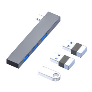 839 Adaptateur USB-C/Type-C mâle vers double USB 2.0 + USB 3.0 femelle (argent) SH094S1473-20