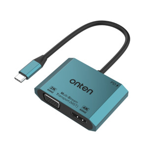 Onten M205 3 en 1 Type-C vers HDMI+VGA+PD Convertisseur Vidéo à Charge Rapide (Vert) SO309G111-20