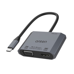 Onten M205 3 en 1 Type-C vers HDMI+VGA+PD Convertisseur Vidéo à Charge Rapide (Gris) SO309H730-20