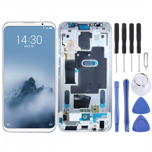 Ecran LCD et assemblée complète du numériseur avec cadre pour Meizu 16 / 16th / M882H / M882Q (Blanc) SH207W227-20