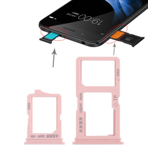 Pour Vivo Y66 2 x plateau de carte SIM + plateau de carte Micro SD (or rose) SH66RG1212-20