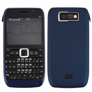 iPartsAcheter pour Nokia E63 Couvercle du boîtier complet (couvercle avant + lunette du cadre du milieu + couvercle arrière de la batterie + clavier) (bleu foncé) SI00DL1654-20
