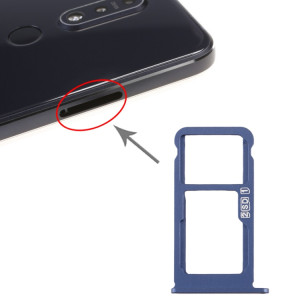 Plateau pour carte SIM + Plateau pour carte SIM / Plateau pour carte Micro SD pour Nokia 7.1 / TA-1100 TA-1096 TA-1095 TA-1085 TA-1097 (Bleu) SH961L1738-20