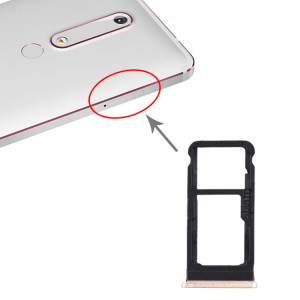 Plateau pour carte SIM + Plateau pour carte SIM / Plateau pour carte Micro SD pour Nokia 6.1 / 6 (2018) / TA-1043 TA-1045 TA-1050 TA-1054 TA-1068 (Or) SH962J839-20