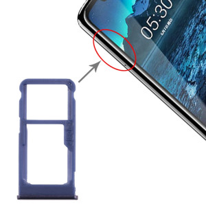 Plateau pour carte SIM + Plateau pour carte SIM / Plateau pour carte Micro SD pour Nokia 5.1 Plus / X5 TA-1102 TA-1105 TA-1108 TA-1109 TA-1112 TA-1120 TA-1199 (Bleu) SH973L1064-20