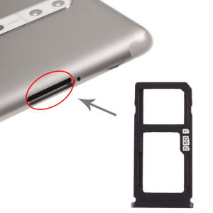 Plateau pour carte SIM + Plateau pour carte SIM / Plateau pour carte Micro SD pour Nokia 8 / N8 TA-1012 TA-1004 TA-1052 (Noir) SH976B615-20