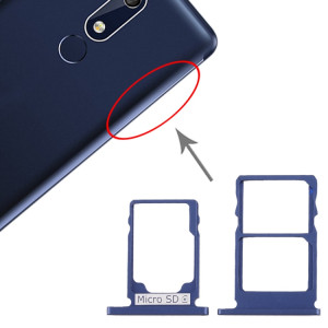 Plateau pour carte SIM + Plateau pour carte SIM + Plateau pour carte Micro SD pour Nokia 5.1 TA-1075 (Bleu) SH979L1787-20