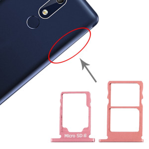 Plateau pour carte SIM + Plateau pour carte SIM + Plateau pour carte Micro SD pour Nokia 5.1 TA-1075 (rouge violacé) SH79ZH770-20