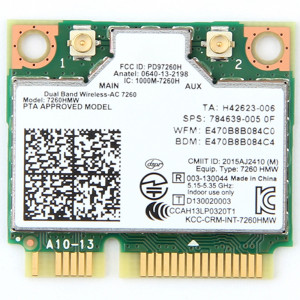 Carte Wifi double bande sans fil pour carte Intel Wi-Fi Bluetooth 4.0 Mini PCI-E 2.4G / 5Ghz Intel 7260HMW 802.11 ac / a / b / g / n SH52181492-20