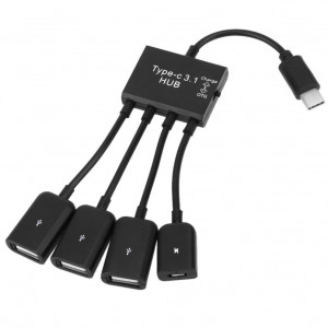 Portable USB-C / Type-C Mâle à 3 Ports USB Femelle + Micro USB Femelle Alimentation Charge OTG HUB Câble Connecteur Splitter SH55521405-20