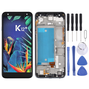 Écran LCD TFT pour LG K40 LMX420 / X4 2019 / K12 Plus, SIM unique avec numériseur complet avec cadre (Noir) SH863B424-20