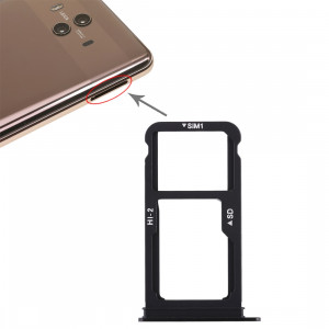 Bac Carte SIM + Bac Carte SIM / Carte Micro SD pour Huawei Mate 10 (Noir) SH507B680-20