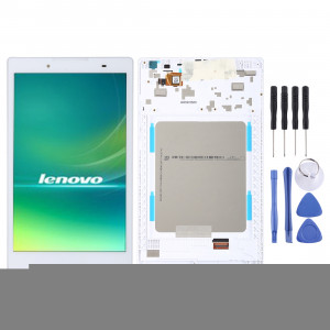 Ecran LCD et numériseur Assemblage complet avec cadre pour Lenovo Tab 2 A8-50 A8-50F A8-50LC (blanc) SH63WL798-20