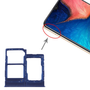 Pour Samsung Galaxy A20e Plateau de carte SIM + Plateau de carte SIM + Plateau de carte Micro SD (Bleu) SH507L224-20